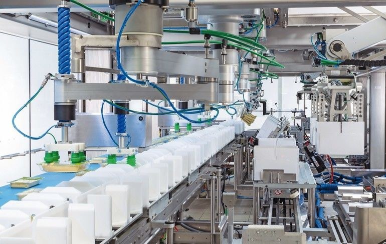 Verpackungsanlage für Kunststoffblister mit Schnittkäse